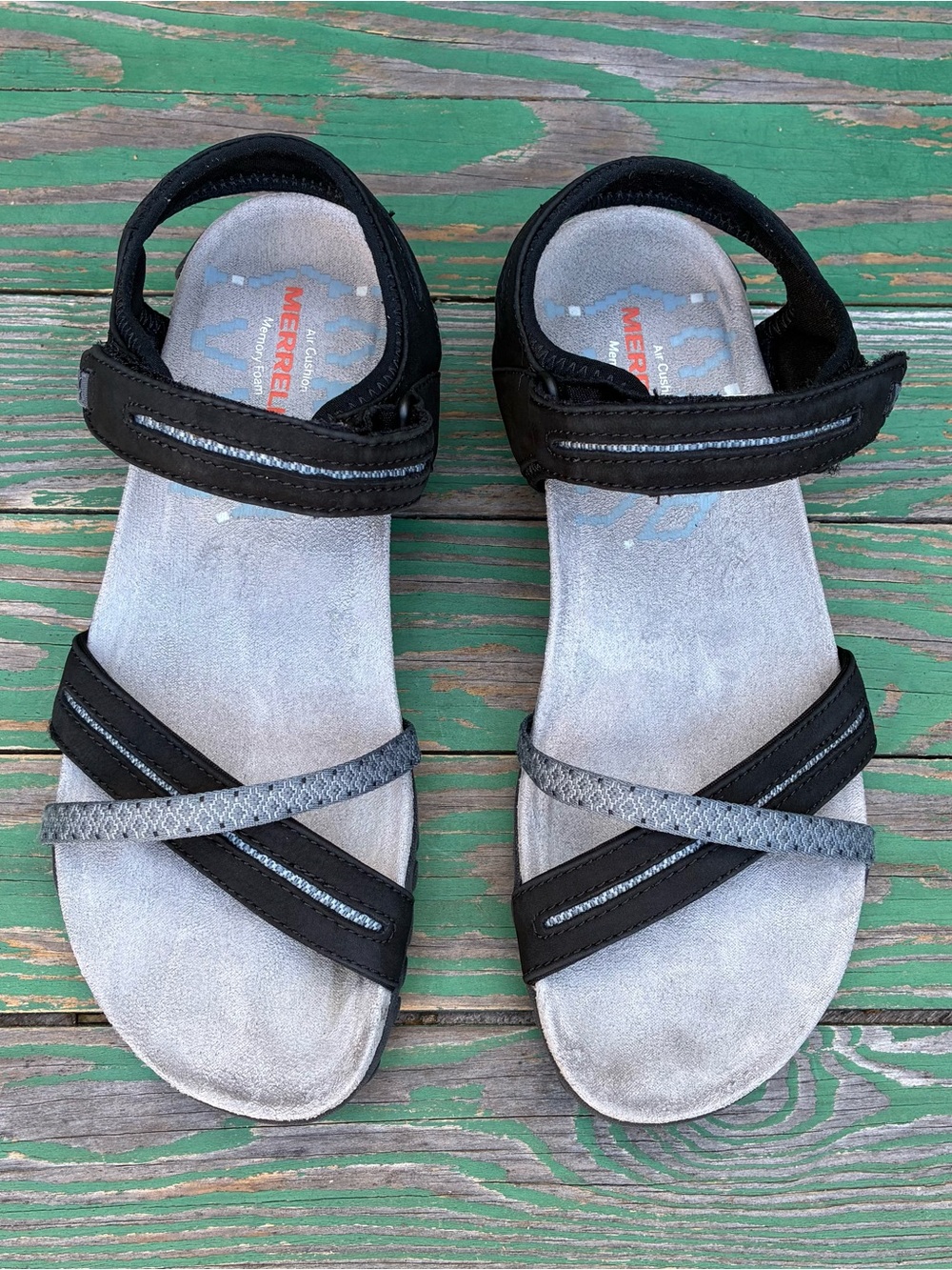 Merrell Womens Sz 7 Terran Cross II Strappy Sport Sandals Black Walking